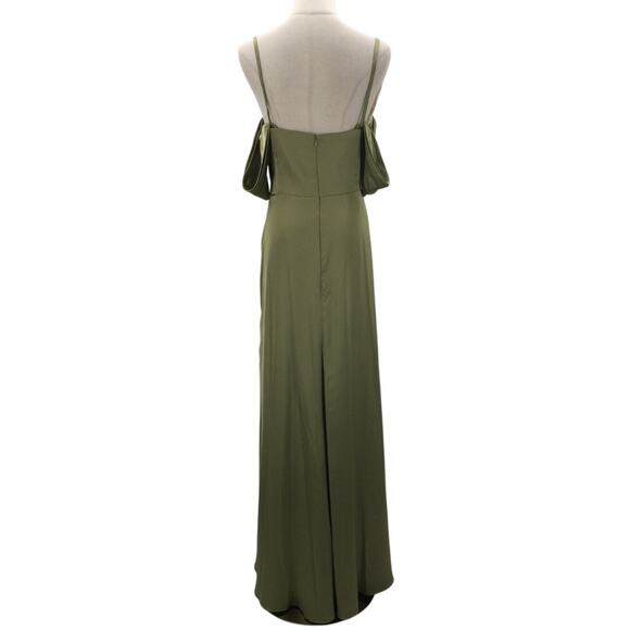 BRIDESMAID AW 16 2X plus green fennel seed satin Meg formal maxi dress NEW B40 - Picture 4 of 11
